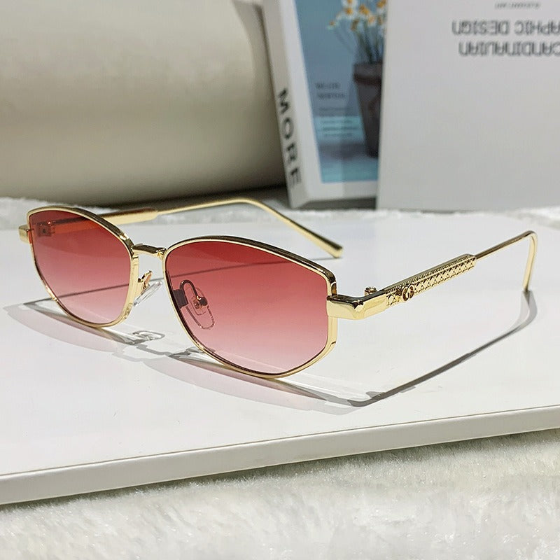 Dame elegant solbrille med glitrende metallramme Luvikno
