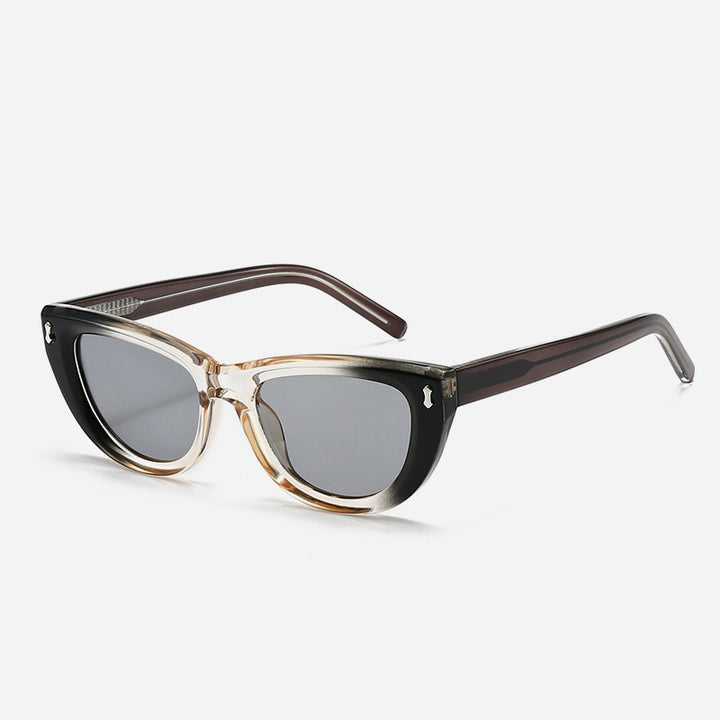 Dame Cat-Eye solbriller med transparent ramme og brune linser Luvikno