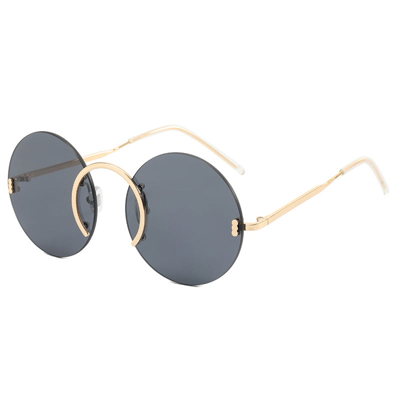 Dame trendy runde solbriller med innovativ metallramme Luvikno