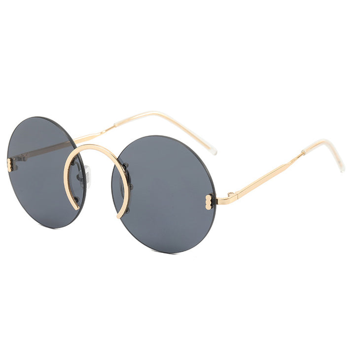 Dame trendy runde solbriller med innovativ metallramme Luvikno