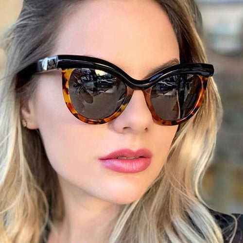 Dame elegant Cat-Eye solbriller med stilfull metallramme Luvikno