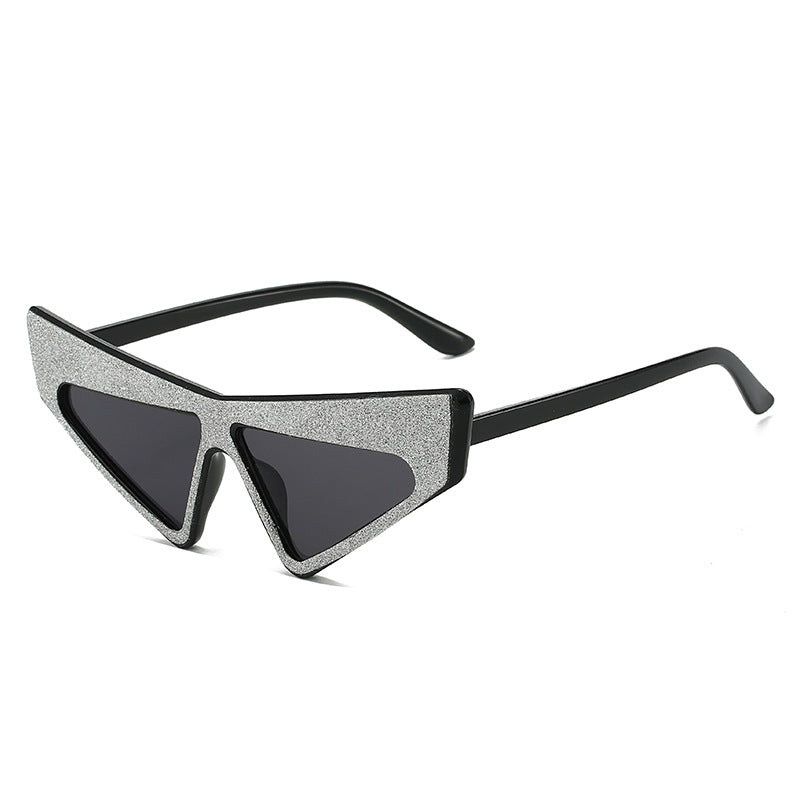 Dame futuristisk solbrille med glitrende ramme Luvikno