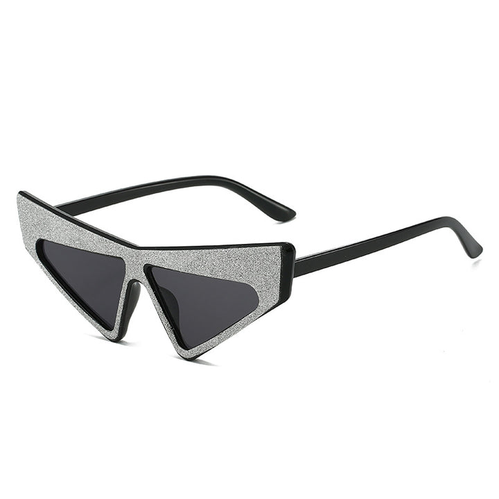 Dame futuristisk solbrille med glitrende ramme Luvikno