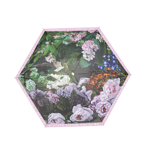 Damer elegant foldbar paraply med blomsterkunstdesign Luvikno