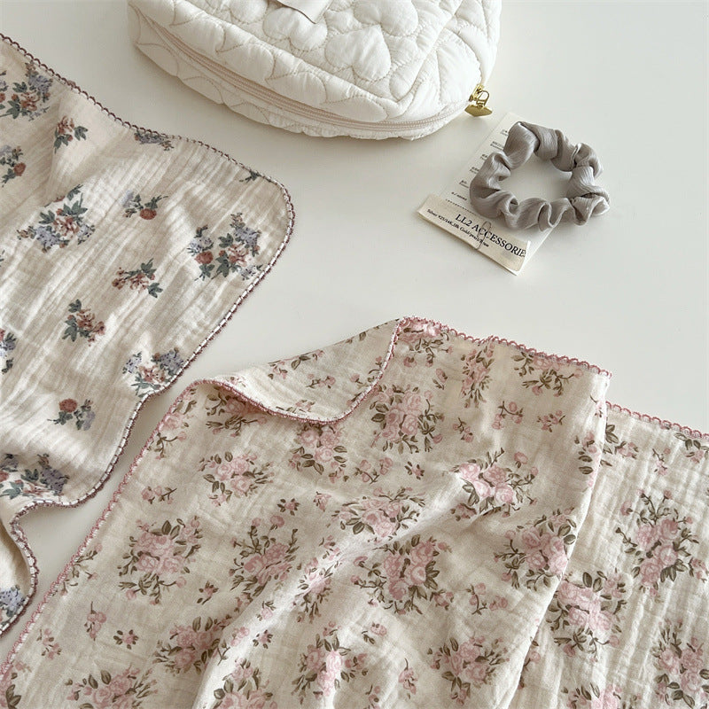 Unisex Bomull Muslin Teppe med Blomsterdesign og Volangdetaljer Luvikno