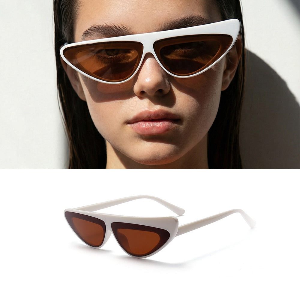 Dame Cat-Eye solbriller med trendy asymmetrisk design Luvikno