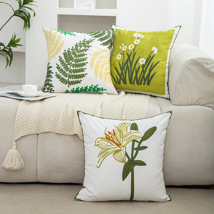 Women Decorative Cushion Cover with Fine Floral Embroidery Luvikno