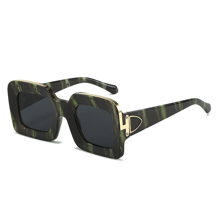 Dame kvadratisk solbrille med luksuriøs design og gyldne accenter Luvikno