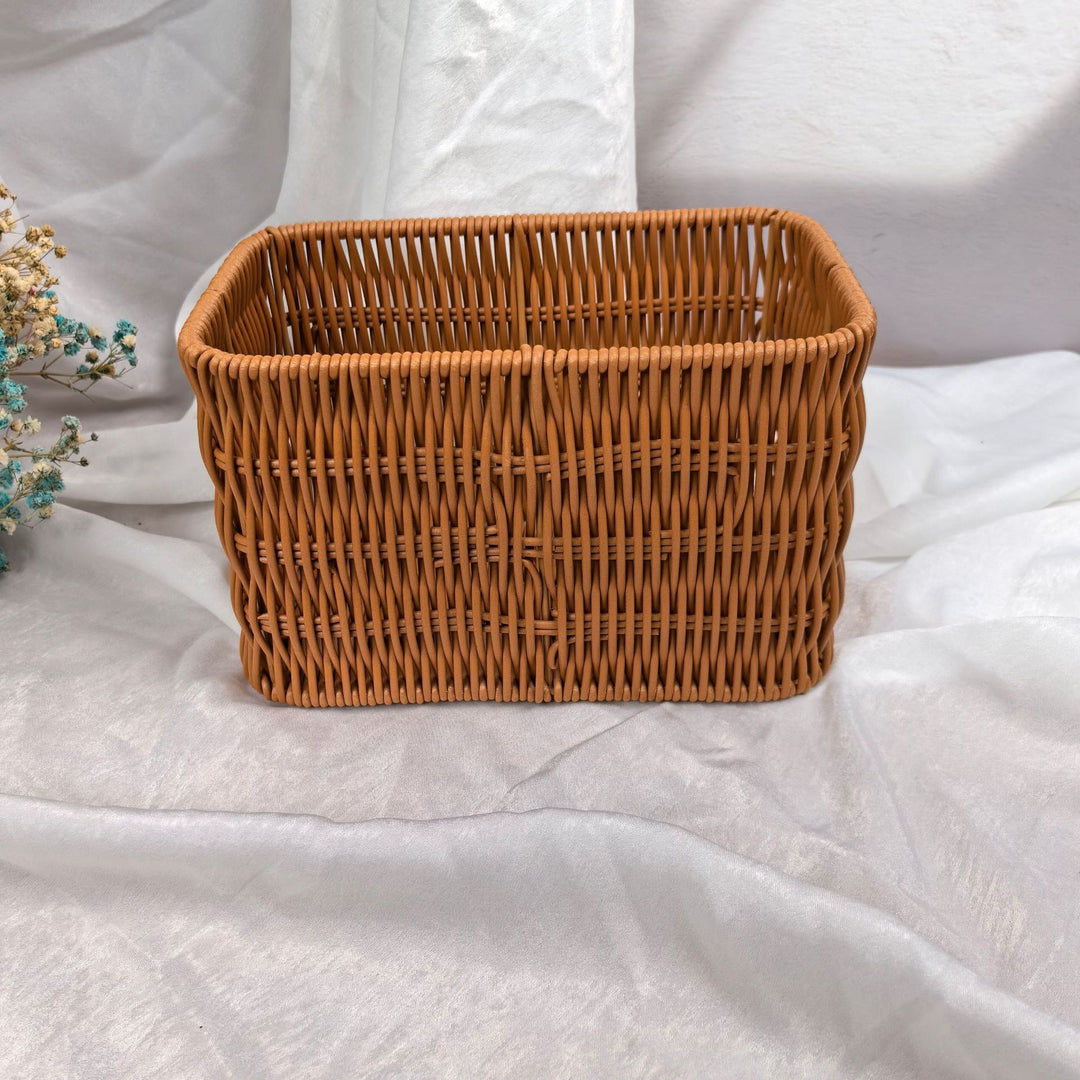 Dame stilige Rattan-beholder med perlehåndtak Luvikno