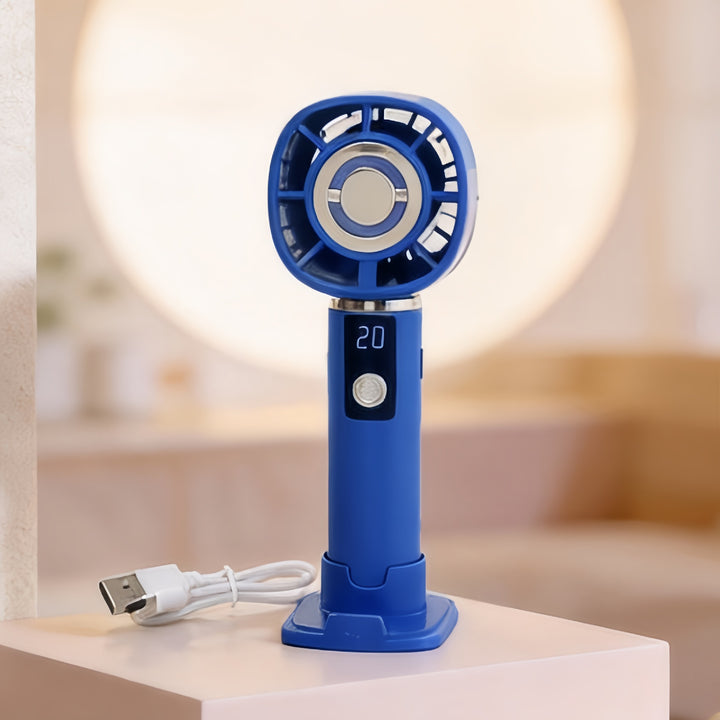 Damer Bærbar Håndvifte med LCD-temperaturvisning og USB-ladefunksjon Luvikno