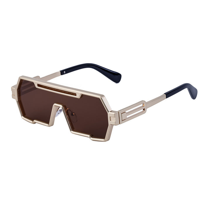Dame motorisert solbrille i futuristisk design med bred ramme Luvikno