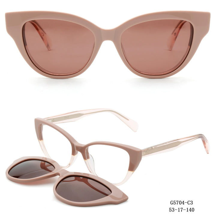 Dame Cat-Eye solbriller med avtagbare linser Luvikno