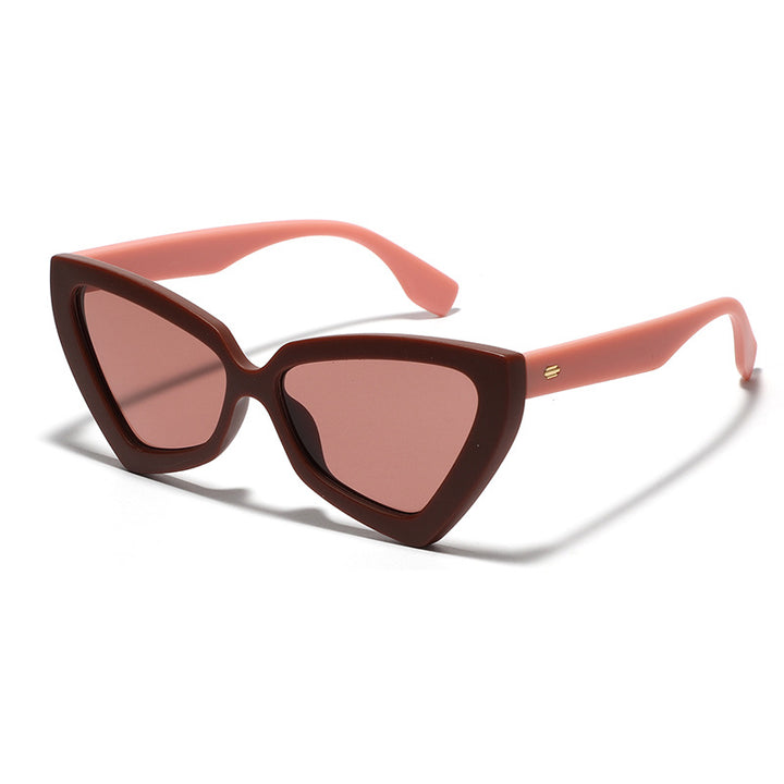 Dame Cat-Eye solbriller med speilende linser og robust ramme Luvikno