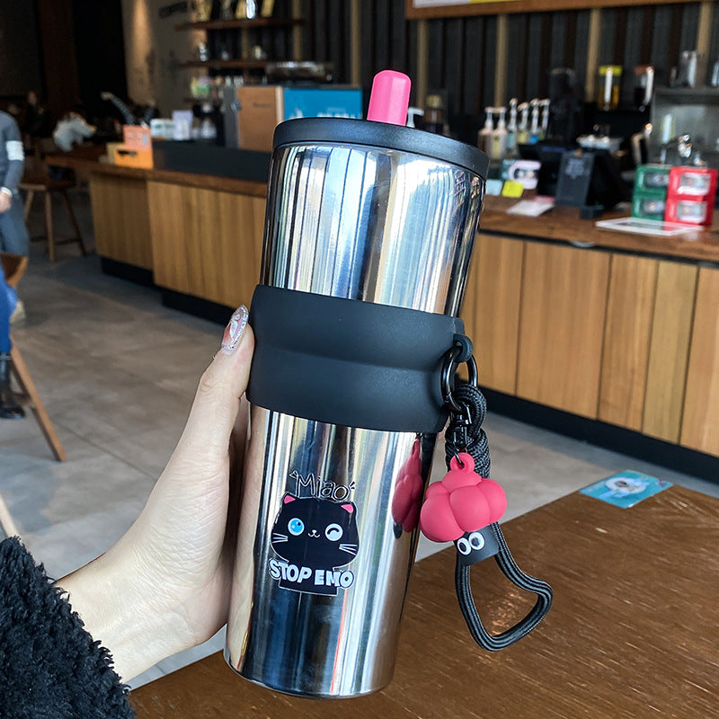Dame leken kaffekopp med silikondeksel og integrert anheng Luvikno