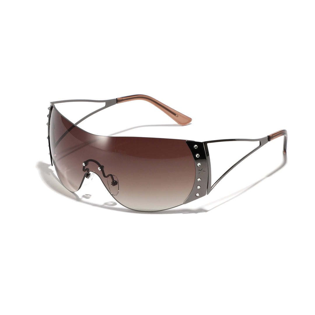 Dame futuristisk solbrille med stilfull ramme og høygradig UV-beskyttelse Luvikno