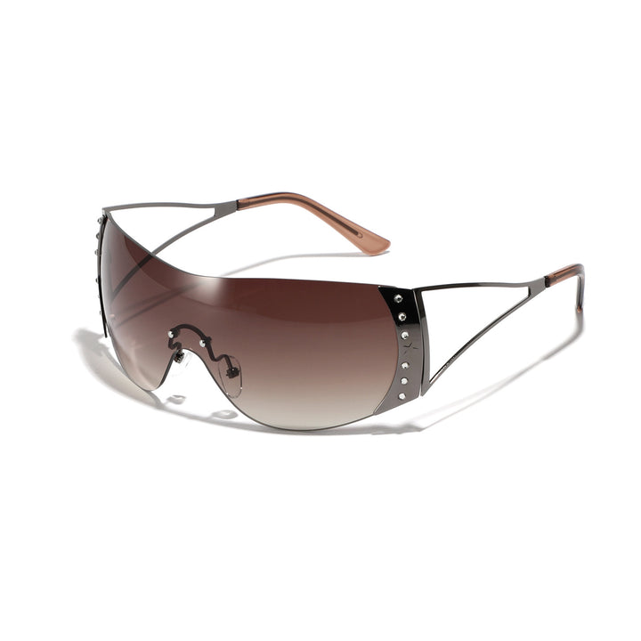 Dame futuristisk solbrille med stilfull ramme og høygradig UV-beskyttelse Luvikno