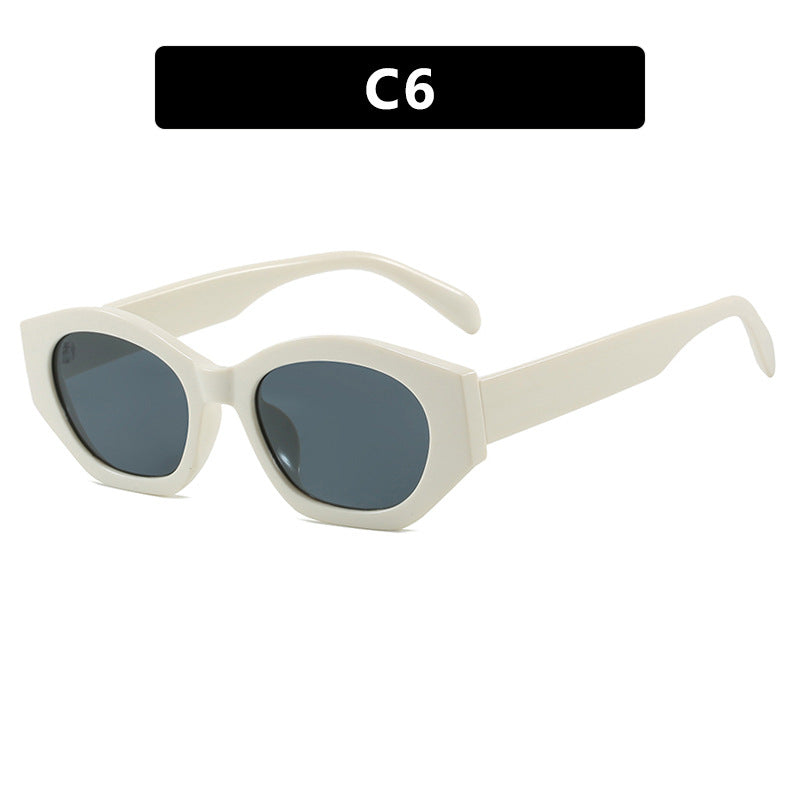 Dame geometrisk solbrille med trendy, gjennomsiktig ramme Luvikno