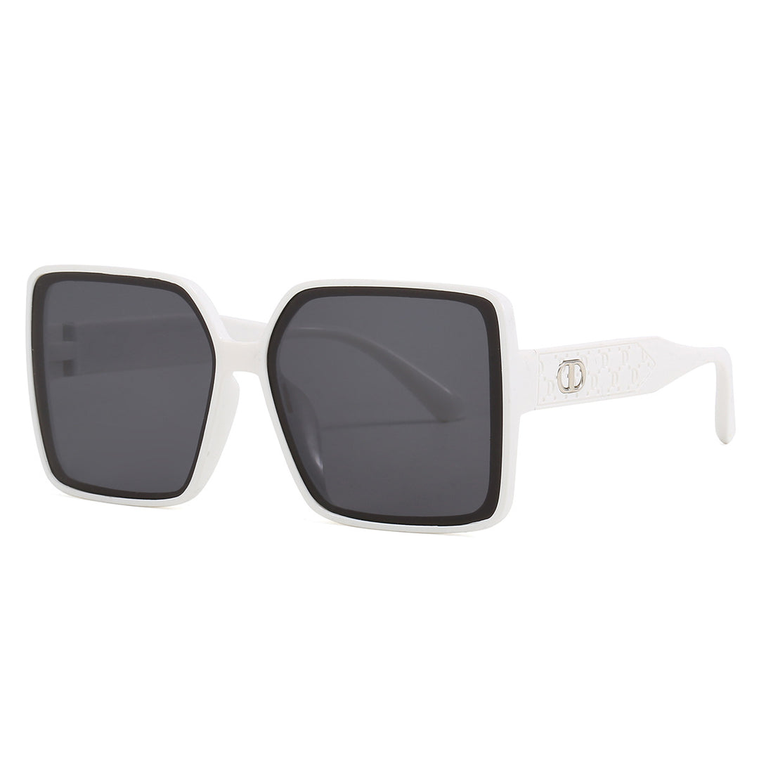 Damer moterik firkantet solbrille med gjennomsiktig design Luvikno