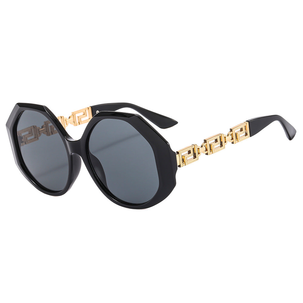 Dame oversized solbrille med iøynefallende oktagonal design Luvikno
