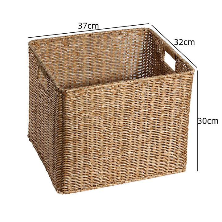 Unisex rektangulær oppbevaringskurv laget av flettet rattan Luvikno