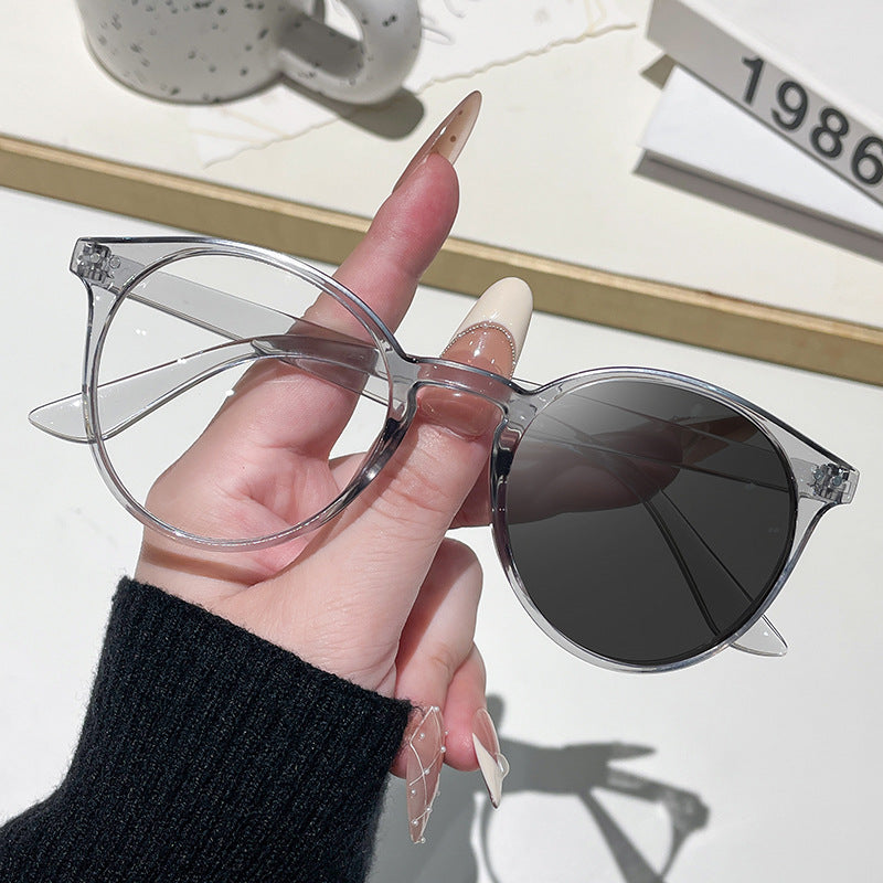 Dame Cat-Eye solbriller med transparent ramme Luvikno