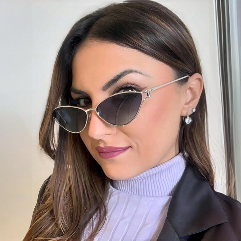 Dame Cat-Eye solbriller med elegant metallramme og UV-beskyttelse Luvikno