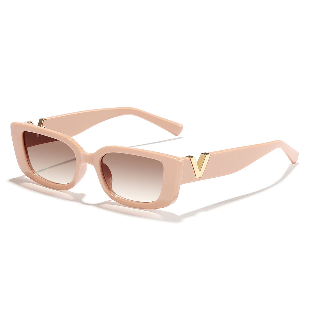 Dame moteriktig kvadratisk solbrille med gullbekledning Luvikno