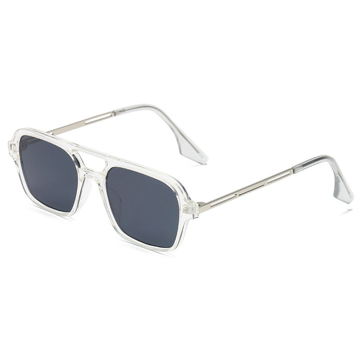 Dame trendy kvadratiske solbriller med transparent ramme og myke linser Luvikno