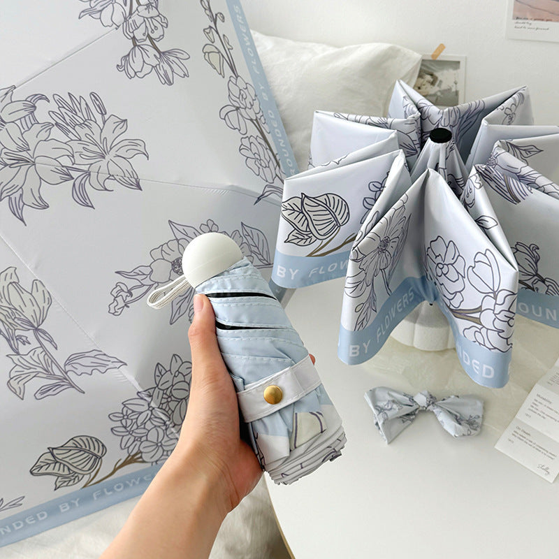 Dame kompakt paraply med blomstermotiv Luvikno