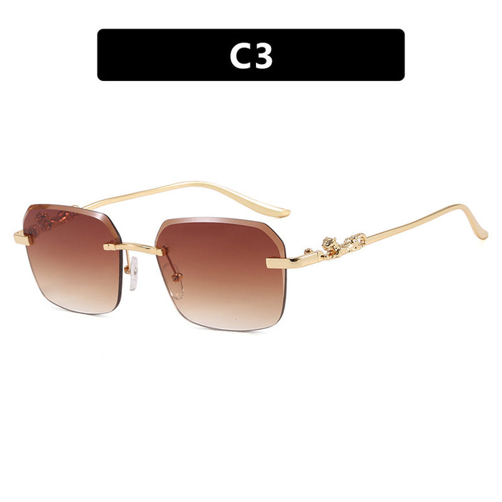 Dame modiske kvadratiske solbriller med elegant gullramme og beskyttende UV-filter Luvikno
