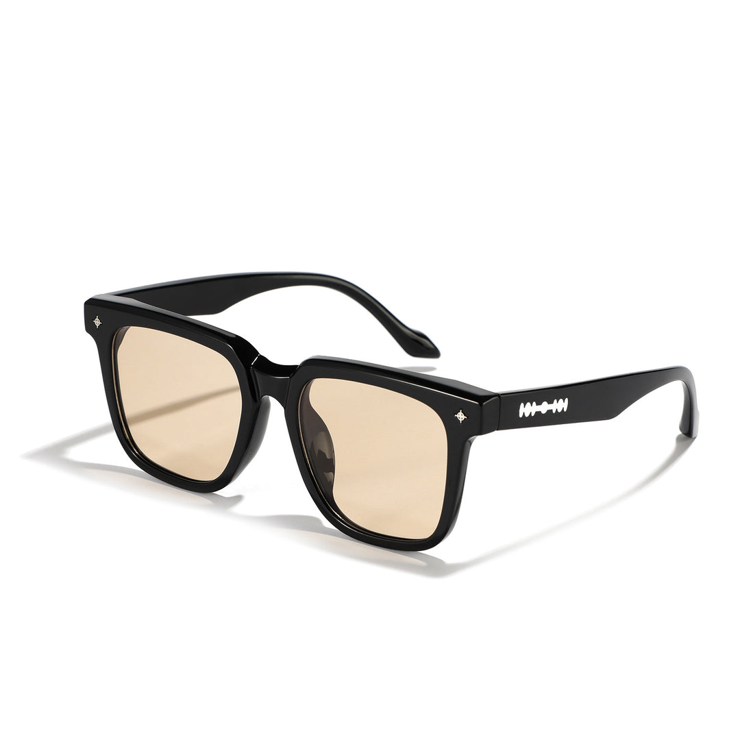 Dame modische firkantet solbrille med stilfullt skjoldpatt-design Luvikno