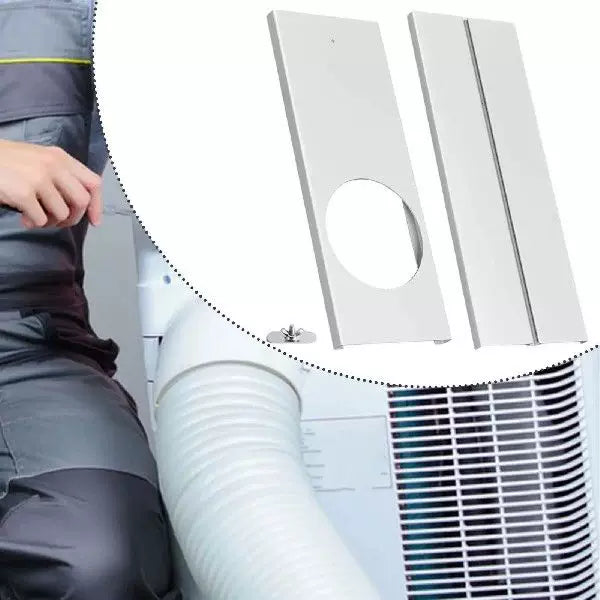 Unisex en størrelse bærbar klimaanlegg vindusventilasjonspanel adapter med sirkulær avtrekksåpning og justerbart skyvepanel Luvikno