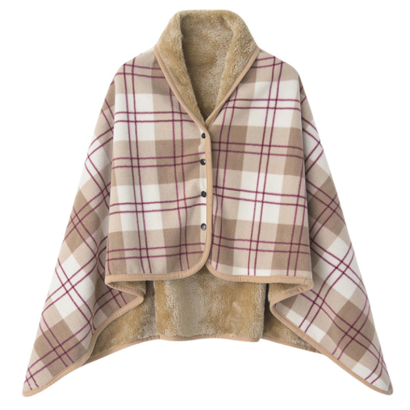 Dame elegant varmholdende Poncho-teppe Luvikno