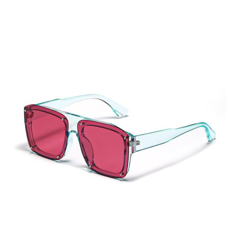 Dame Square-solbriller med modig transparent ramme Luvikno