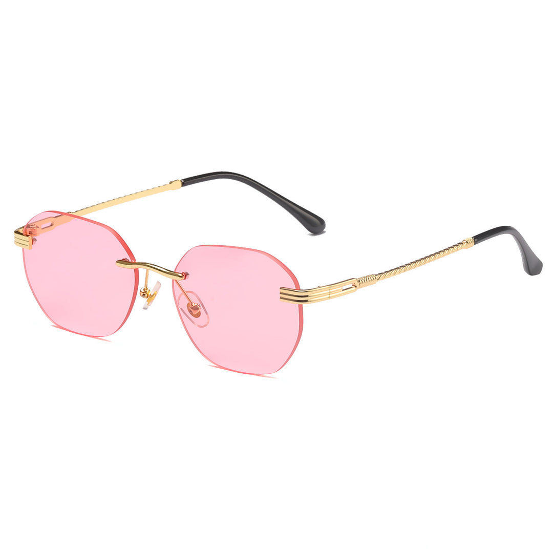 Dame moteriktig geometrisk solbrille med dekorativ metallegering Luvikno