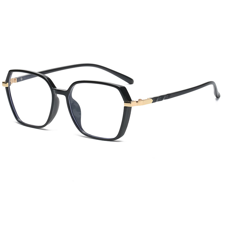 Dame moteriktig kvadratisk lesebrille med gullaccent Luvikno