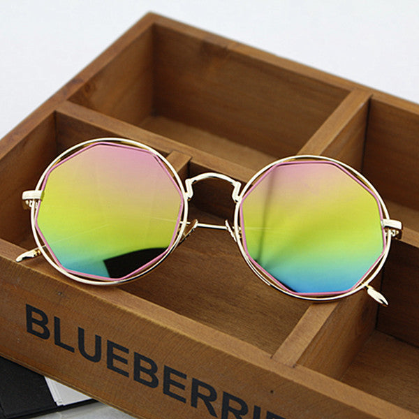 Dame Mote Åttekantet Solbrille med speilglass Luvikno