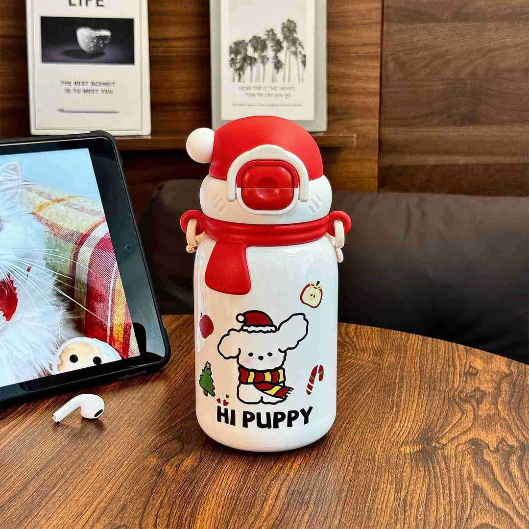Dame isolert drikkeflaske med sikker klappklaff og leken hundedesign Luvikno