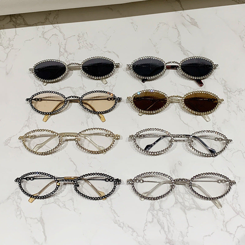 Damen Designer Brille ramme med ekstravagant perleinnramming Luvikno