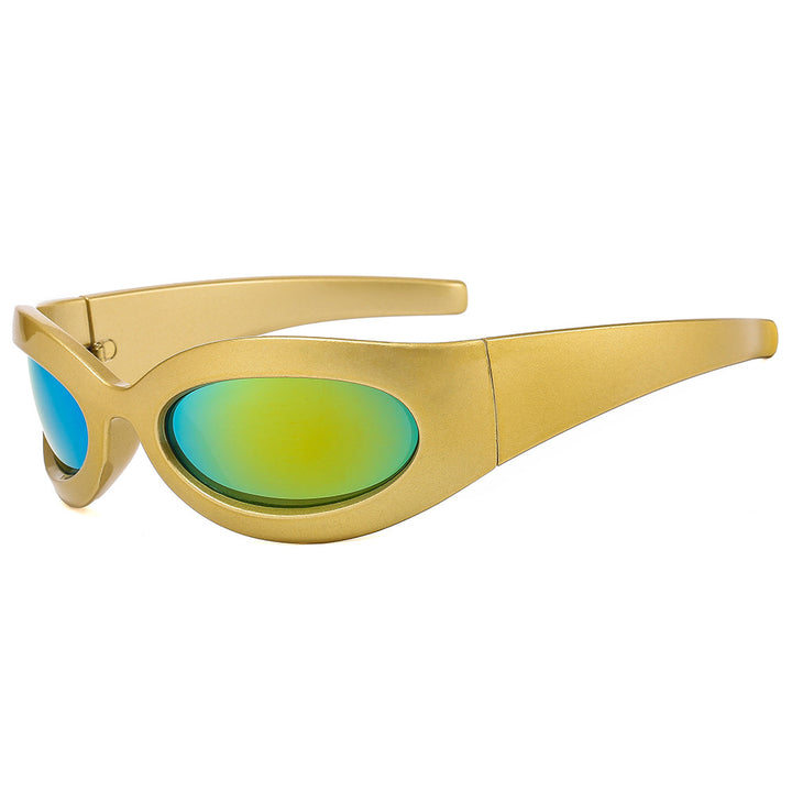Dame moteriktig solbrille med oval ramme og moderne finish Luvikno