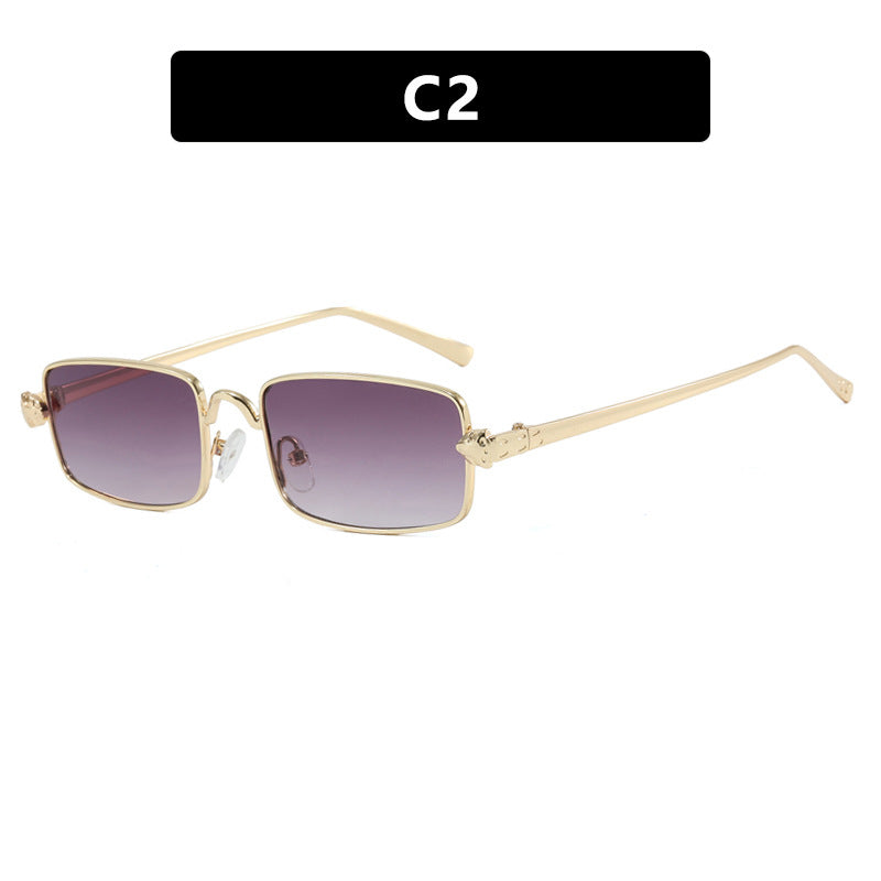 Dame elegant kvadratisk solbrille med luksus metallramme og UV-beskyttelse Luvikno