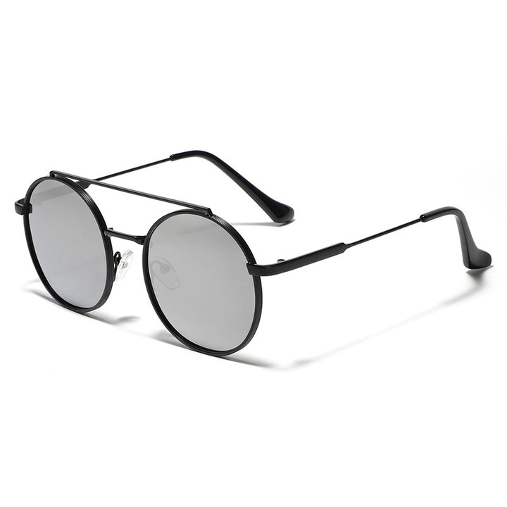 Dame rund solbrille med moteramme Luvikno