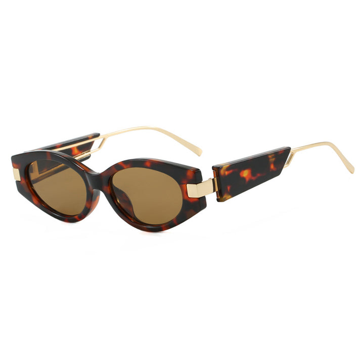 Dame elegant Cat-Eye solbriller med gullige detaljer Luvikno