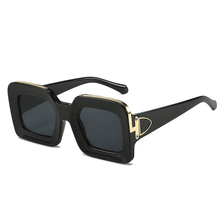 Dame kvadratisk solbrille med luksuriøs design og gyldne accenter Luvikno