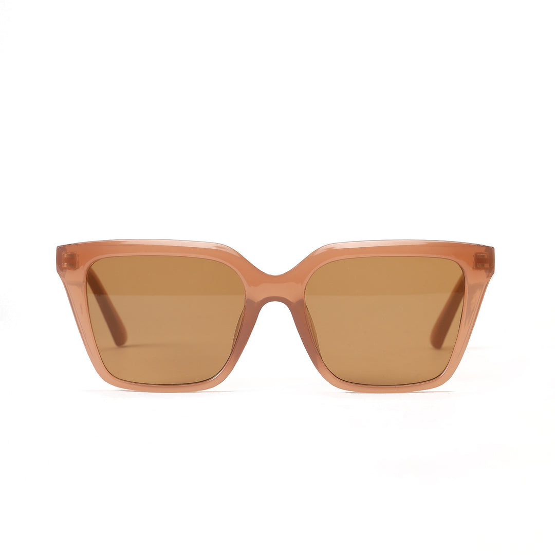 Dame geometrisk solbrille med beskyttende UV-filter og stilfullt skilpadde-design Luvikno
