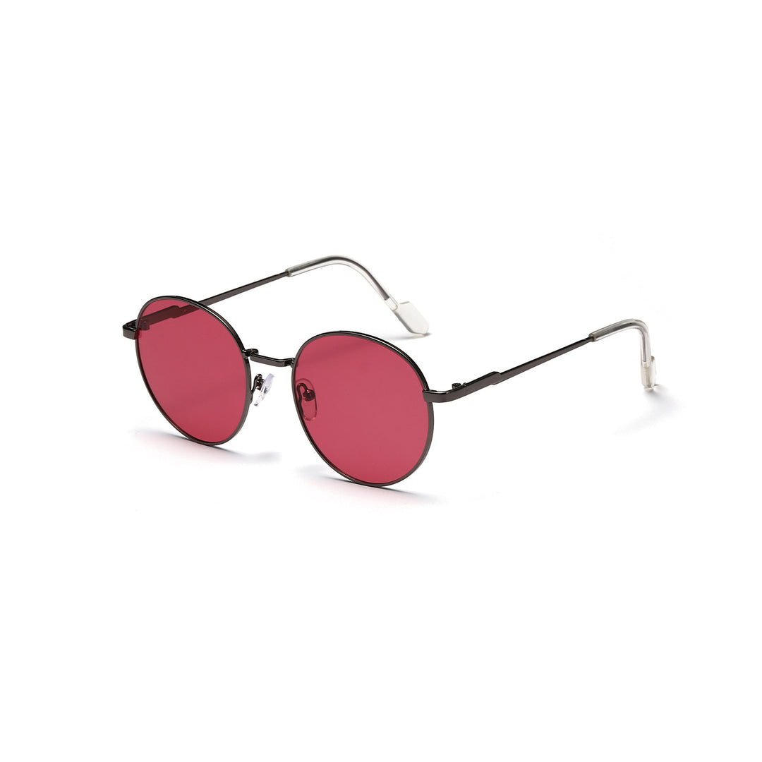 Dame rund solbrille med luksuriøs metallramme og UV-beskyttelse Luvikno