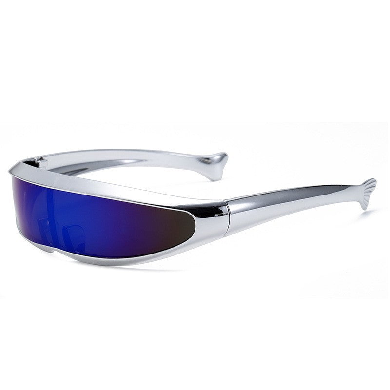 Dame Futuristisk Designer-solbrille med stilig gullramme Luvikno