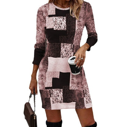 Luvik | Naisten neulemekko modernilla geometrisella kuviolla ja pitkillä hihoilla