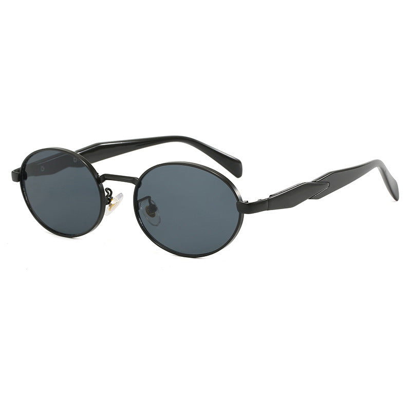 Dame designer solbrille med høyverdig rund ramme og beskyttende UV-filter Luvikno