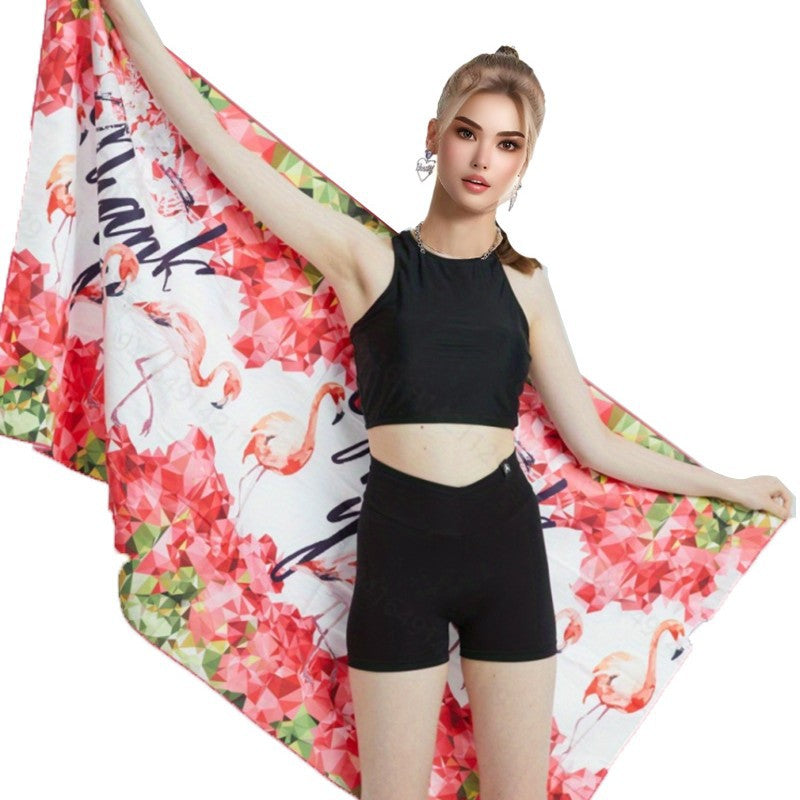 Dame Strandhåndkle med fargerik flamingo-design Luvikno